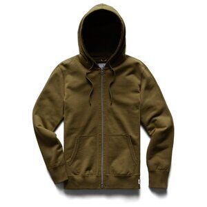 Reigning Champ Midweight Terry Full Zip Hoodie Slim, Size Small in Moss